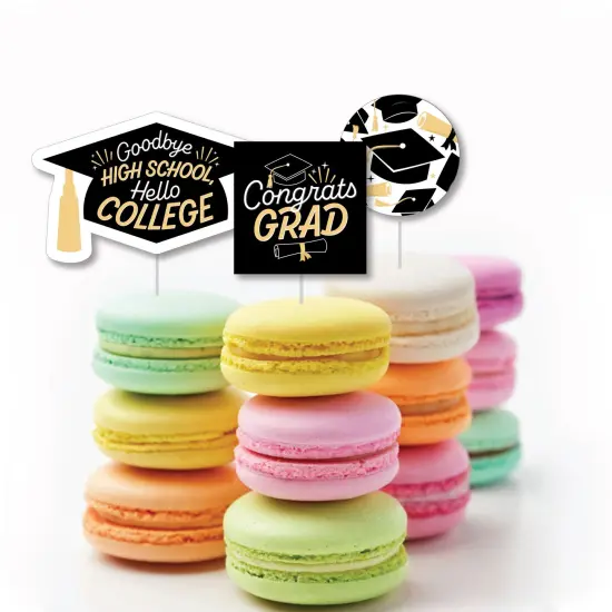 Big Dot of Happiness Hello College Graduation Party - Dessert Cupcake Toppers - Clear Treat Picks - Set of 24 {6}