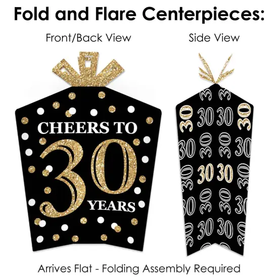 Big Dot of Happiness Adult 30th Birthday - Gold - Birthday Party Decor and Confetti - Terrific Table Centerpiece Kit - Set of 30 {6}