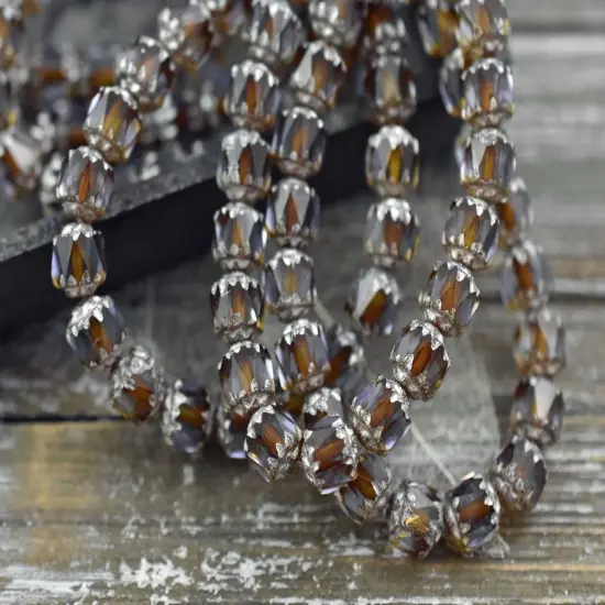 *20* 6mm Antique Silver Washed Thistle Cathedral Beads {1}