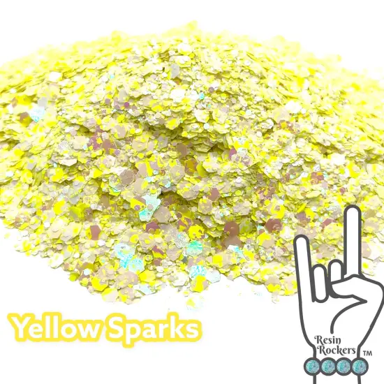 Yellow Sparks Holographic and Pearlescent Pixie for Poxy Chunky Glitter Mix {1}