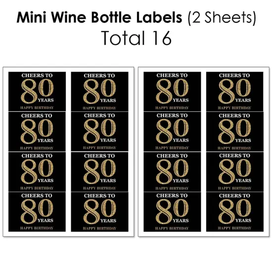 Big Dot of Happiness Adult 80th Birthday - Gold - Birthday Party Decorations - Beverage Bar Kit - 34 Pieces {4}