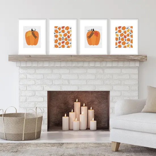 Big Dot of Happiness Fall Pumpkin - Unframed Autumn, Halloween and Thanksgiving&nbsp; Linen Paper Wall Art - Set of 4 - Artisms - 8 x 10 inches {3}