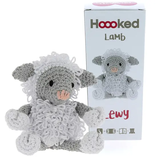 Multipack of 2 - Hoooked Lamb Lewy Yarn Kit W/Eco Barbante Yarn-White & Gray {3}