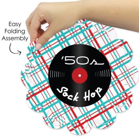 Big Dot of Happiness 50&rsquo;s Sock Hop - 1950s Rock N Roll Party Round Table Decorations - Paper Chargers - Place Setting For 12 {6}