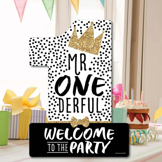 Big Dot of Happiness 1st Birthday Little Mr. Onederful - Party Decorations - Boy First Birthday Party Welcome Yard Sign {7}