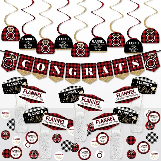Big Dot of Happiness Flannel Fling Before The Ring - Buffalo Plaid Bachelorette Party Supplies Decoration Kit - Decor Galore Party Pack - 51 Pieces {1}