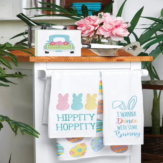 4.75" Springtime "Happy Spring" Pickup Truck w/ Floral Flowers Decorative Wood Single Centerpiece Block {5}