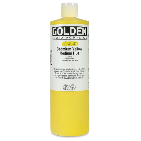 Golden Fluid Acrylics - Cadmium Yellow Medium Hue, 16 oz bottle {2}