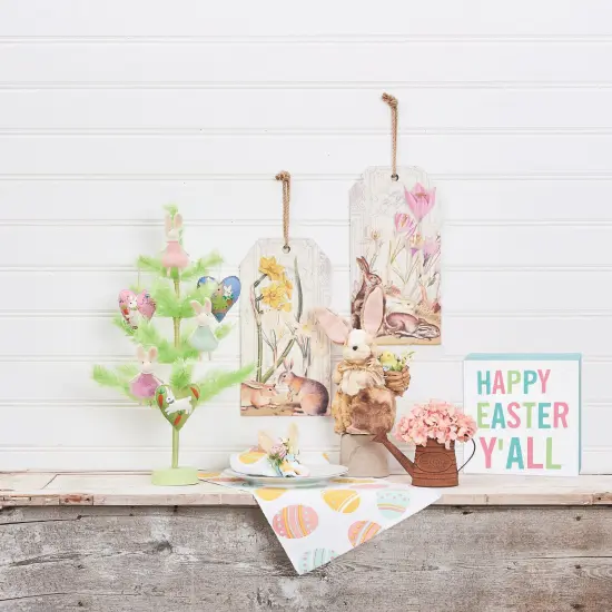 4.75" Spring "Happy Easter Y'All" Decorative Wood Single Centerpiece Block {4}