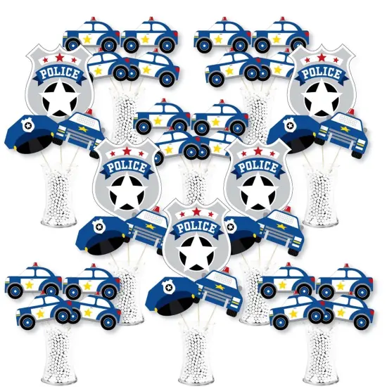 Big Dot of Happiness Calling All Units - Police - Cop Birthday Party or Baby Shower Centerpiece Sticks - Showstopper Table Toppers - 35 Pieces {1}