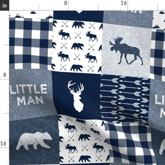 Various Fabrics by the Yard or Fat Quarter Navy Blue, Woodland, Bear, Moose, Deer, Mountain, Wholecloth, Cheater Quilt Top, Boy, Patchwork, Animals Custom Printed Fabric by Spoonflower {2}