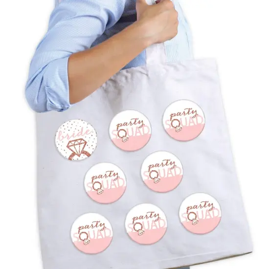Big Dot of Happiness Bride Squad - 3 inch Rose Gold Bridal Shower or Bachelorette Party Badge - Pinback Buttons - Set of 8 {3}