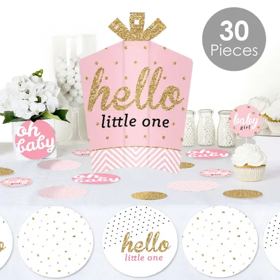 Big Dot of Happiness Hello Little One - Pink and Gold - Girl Baby Shower Decor and Confetti - Terrific Table Centerpiece Kit - Set of 30 {3}