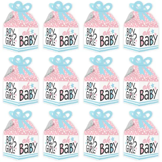 Big Dot of Happiness Baby Gender Reveal - Square Favor Gift Boxes - Team Boy or Girl Party Bow Boxes - Set of 12 {6}