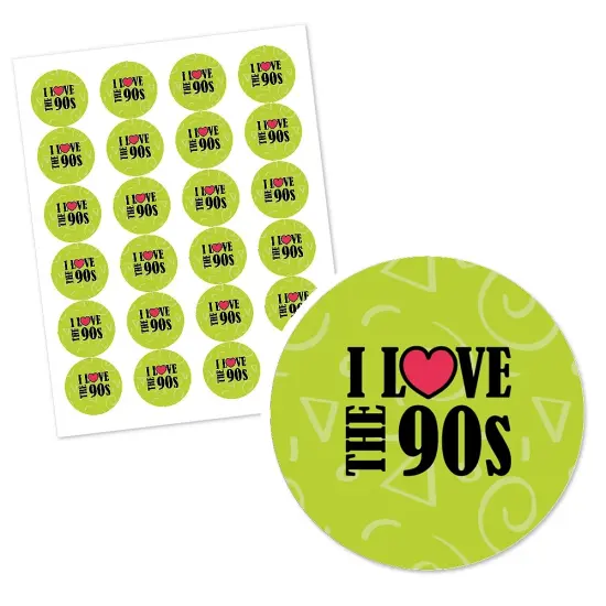 Big Dot of Happiness 90's Throwback - 1990s Party Circle Sticker Labels - 24 Count {3}