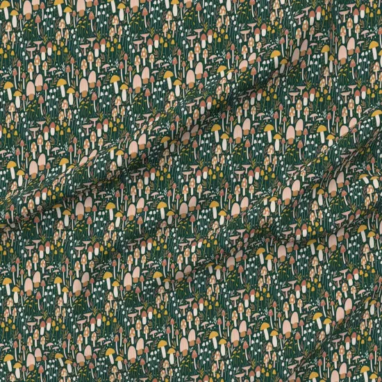 Various Fabrics by the Yard or Fat Quarter Nature Woodland Modern Children Hand-Drawn Small Scale mushrooms Mushroom s Botanical Toadstools Micro Fields Boho Custom Printed Fabric by Spoonflower {6}