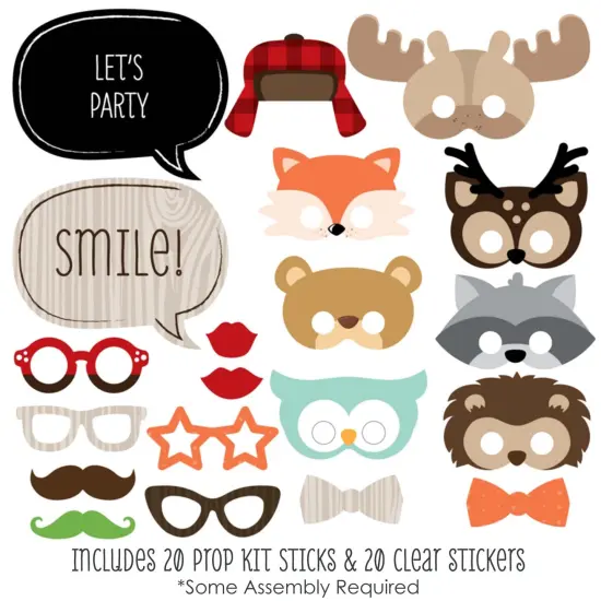 Big Dot of Happiness Woodland Creatures - Photo Booth Props Kit - 20 Count {3}