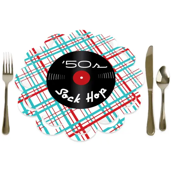Big Dot of Happiness 50&rsquo;s Sock Hop - 1950s Rock N Roll Party Round Table Decorations - Paper Chargers - Place Setting For 12 {1}