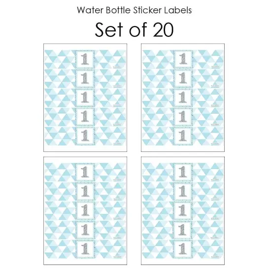 Big Dot of Happiness 1st Birthday Boy - Fun to be One - First Birthday Party Water Bottle Sticker Labels - Set of 20 {4}