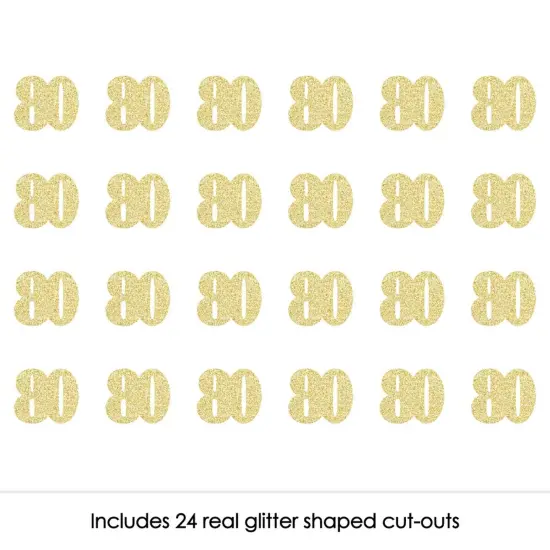 Big Dot of Happiness Gold Glitter 80 - No-Mess Real Gold Glitter Cut-Out Numbers - 80th Birthday Party Confetti - Set of 24 {3}