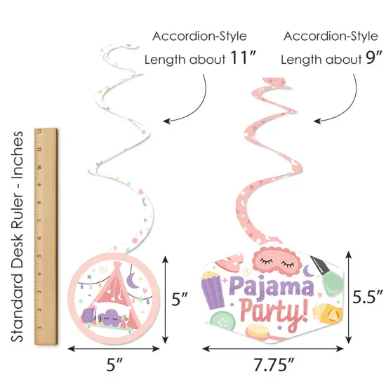 Big Dot of Happiness Pajama Slumber Party - Girls Sleepover Birthday Party Hanging Decor - Party Decoration Swirls - Set of 40 {7}