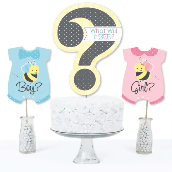Big Dot of Happiness What Will It Bee - Gender Reveal Centerpiece Sticks - Table Toppers - Set of 15 {4}
