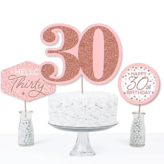 Big Dot of Happiness 30th Pink Rose Gold Birthday - Happy Birthday Party Centerpiece Sticks - Table Toppers - Set of 15 {4}