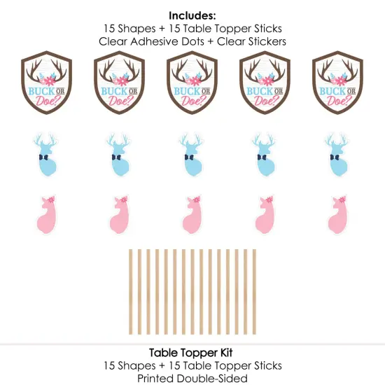 Big Dot of Happiness Buck or Doe - Hunting Gender Reveal Party Centerpiece Sticks - Table Toppers - Set of 15 {7}