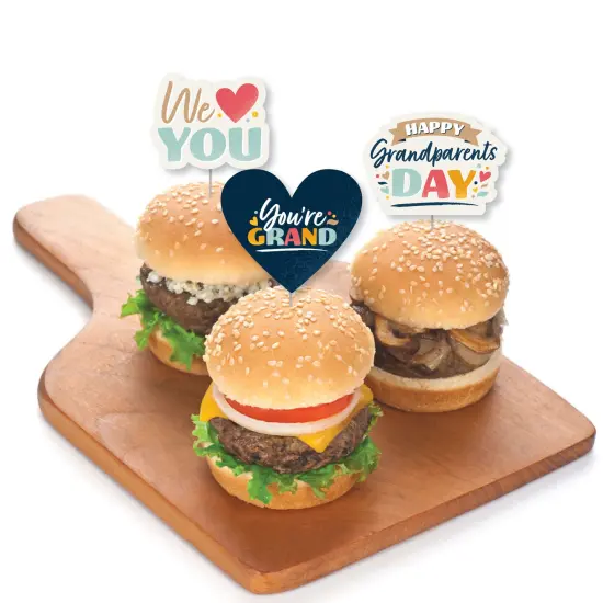 Big Dot of Happiness Happy Grandparents Day - Dessert Cupcake Toppers - Grandma & Grandpa Party Clear Treat Picks - Set of 24 {4}