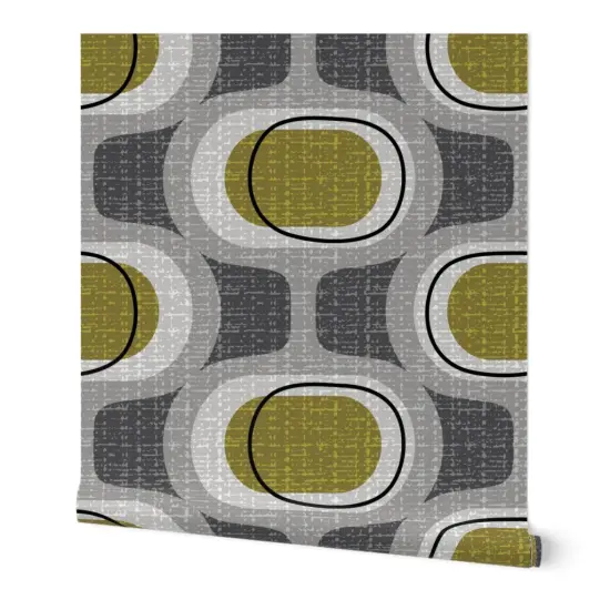 Peel & Stick Wallpaper 2FT Wide Mid Century Modern Retro Inspired Atomic Era 1950S 1960S Look Large Scale Texture Midcentury Neutrals Artistic Mid Farmhouse Custom Removable Wallpaper by Spoonflower {7}