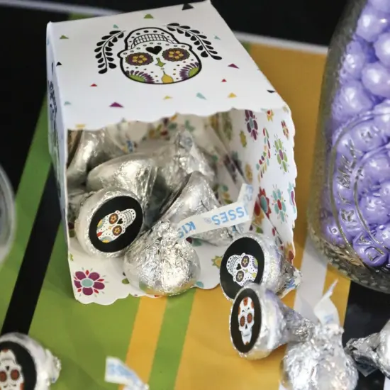 Big Dot of Happiness Day of the Dead - Sugar Skull Party Round Candy Sticker Favors - Labels Fits Chocolate Candy (1 Sheet of 108) {7}