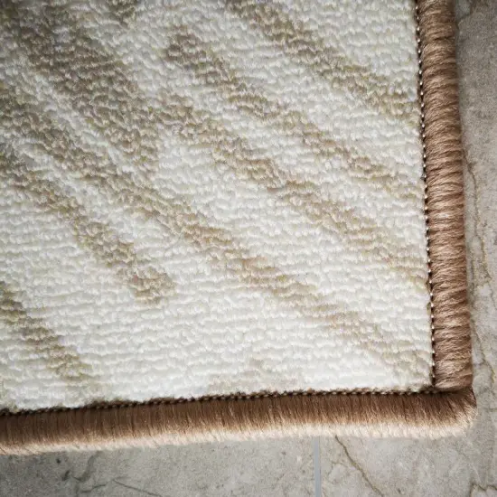 Deerlux Modern Living Room Area Rug with Nonslip Backing, Abstract Beige Chevron Strokes Pattern {4}