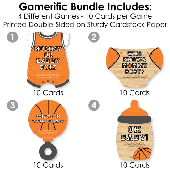 Big Dot of Happiness Nothin&rsquo; But Net - Basketball - 4 Baby Shower Games - 10 Cards Each - Gamerific Bundle {4}