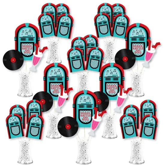 Big Dot of Happiness 50's Sock Hop - 1950s Rock N Roll Party Centerpiece Sticks - Showstopper Table Toppers - 35 Pieces {1}
