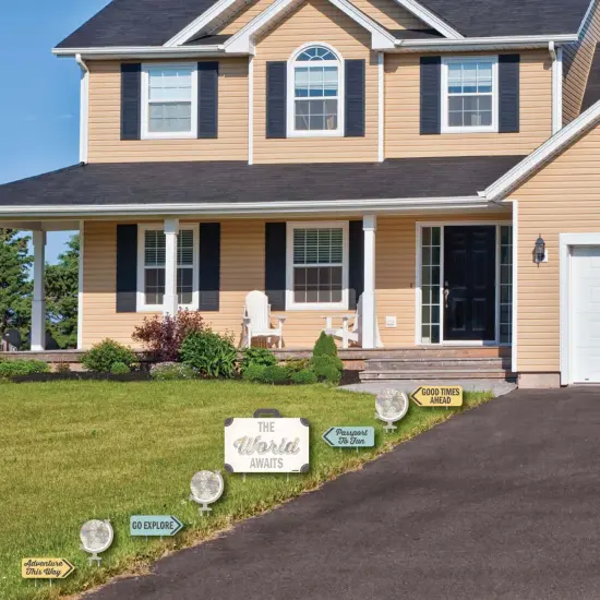 Big Dot of Happiness World Awaits - Yard Sign & Outdoor Lawn Decorations - Travel Themed Yard Signs - Set of 8 {3}