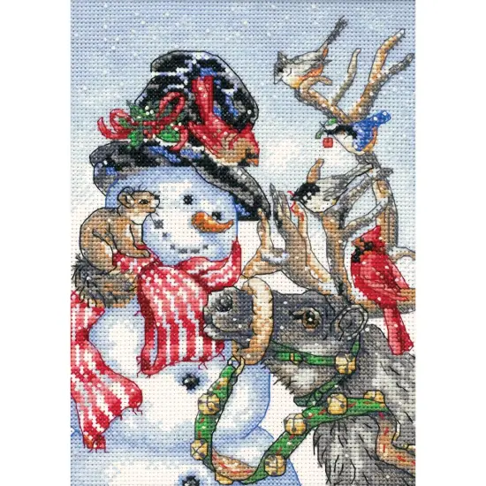 Dimensions Gold Petite Counted Cross Stitch Kit 5"X7"-Snowman & Reindeer {1}