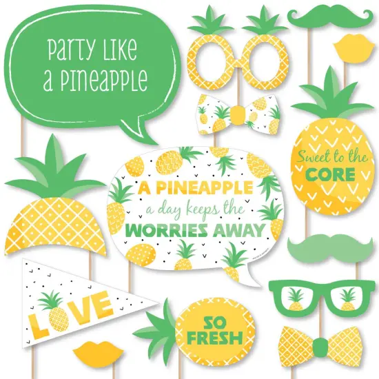 Big Dot of Happiness Tropical Pineapple - Summer Party Photo Booth Props Kit - 20 Count {1}