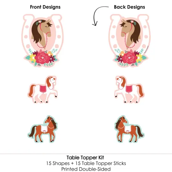 Big Dot of Happiness Run Wild Horses - Pony Birthday Party Centerpiece Sticks - Table Toppers - Set of 15 {6}