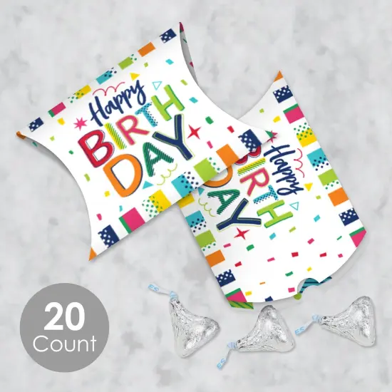 Big Dot of Happiness Cheerful Happy Birthday - Favor Gift Boxes - Colorful Birthday Party Petite Pillow Boxes - Set of 20 {3}
