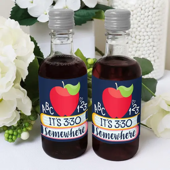 Big Dot of Happiness Back to School - Mini Wine and Champagne Bottle Label Stickers - First Day of School Teacher Appreciation Favor Gift - Set of 16 {6}