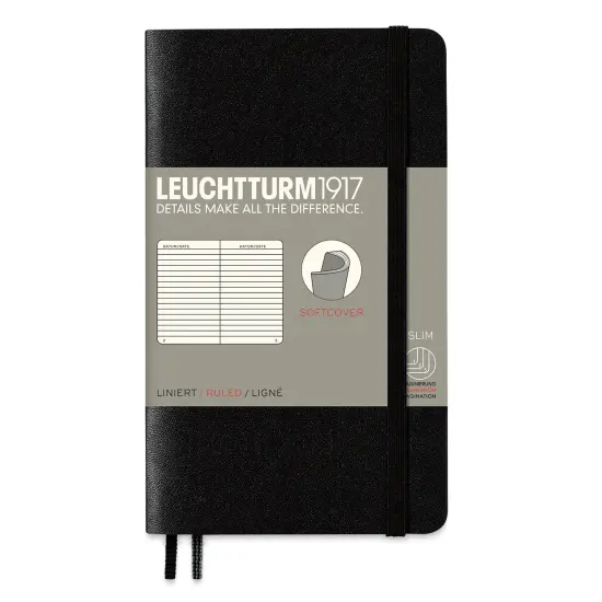 Leuchtturm1917 Ruled Softcover Notebook - Black, 3-1/2" x 6" {1}