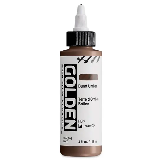 Golden High Flow Acrylics - Burnt Umber, 4 oz bottle {1}