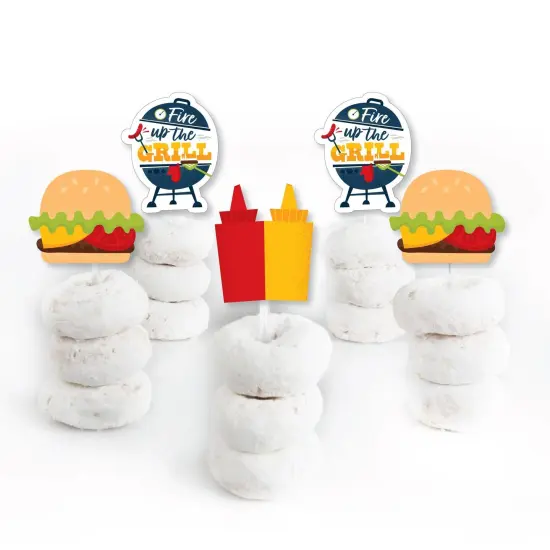 Big Dot of Happiness Fire Up the Grill - Dessert Cupcake Toppers - Summer BBQ Picnic Party Clear Treat Picks - Set of 24 {3}