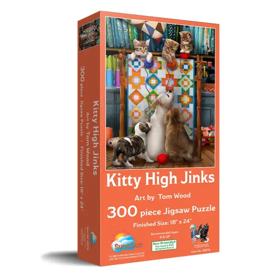 Sunsout Kitty High Jinx 300 pc Jigsaw Puzzle 28974 {3}