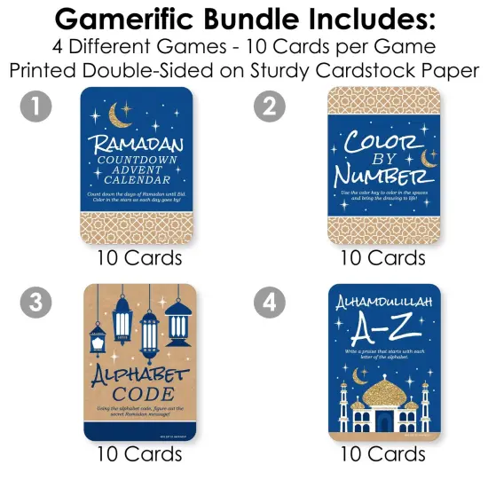 Big Dot of Happiness Ramadan - 4 Eid Mubarak Party Games - 10 Cards Each - Gamerific Bundle {4}