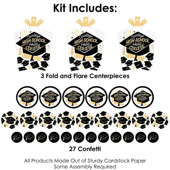 Big Dot of Happiness Goodbye High School, Hello College - Graduation Party Decor and Confetti - Terrific Table Centerpiece Kit - Set of 30 {4}