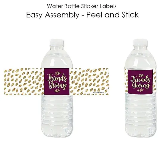 Big Dot of Happiness Elegant Thankful for Friends - Friendsgiving Thanksgiving Party Water Bottle Sticker Labels - Set of 20 {3}