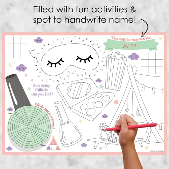 Big Dot of Happiness Pajama Slumber Party - Paper Girls Sleepover Birthday Party Coloring Sheets - Activity Placemats - Set of 16 {3}