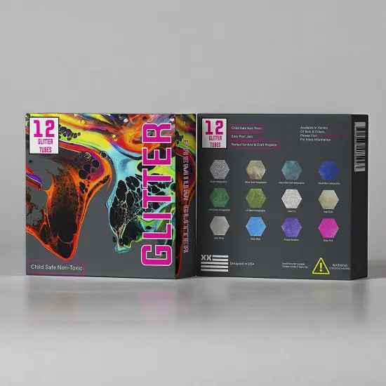 12 Glitter Tube Craft Box (0.34oz/9.6g) All-Purpose Ultrafine Glitter for Arts and Crafts, DIY Scrapbooks, Slime, Epoxy Resin, Kids Schools, Cosmetic, Nail Design, Shaker Tubes- PACK 2 {1}