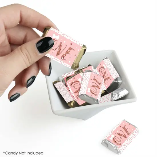 Big Dot of Happiness 1st Birthday Little Miss Onederful - Mini Candy Bar Wrapper Stickers - Girl First Birthday Party Small Favors - 40 Count {3}